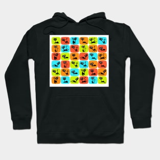 Retro Sassy Tiki Cats (single retro stadium shapes version) Hoodie